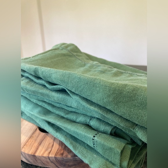 Pottery Barn Other - 10 Pottery Barn Napkins Linen Hemstitch Placemats 20x20 Square Dark Green